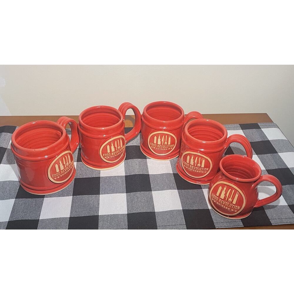 Pottery Mug Joshua Mogck Food Revolution Chicago Red Ceramic 2013